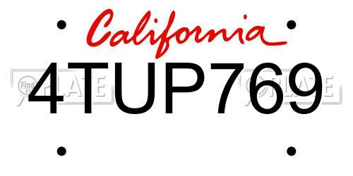 4TUP769 California License Plate