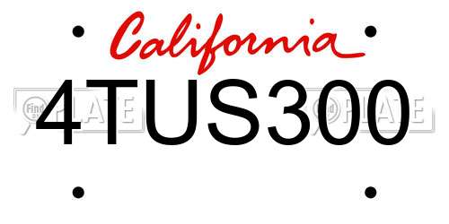 4TUS300 California License Plate