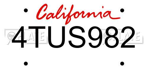 4TUS982 California License Plate