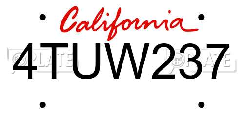 4TUW237 California License Plate