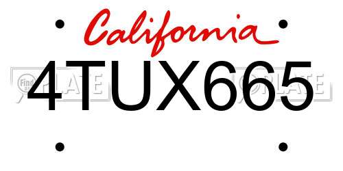 4TUX665 California License Plate