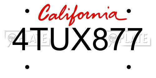 4TUX877 California License Plate