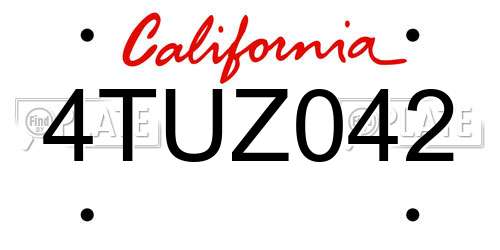 4TUZ042 California License Plate
