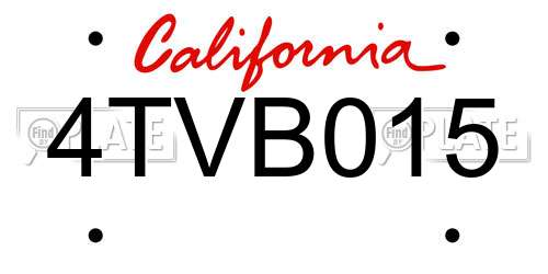 4TVB015 California License Plate