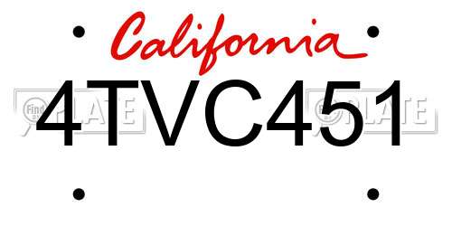 4TVC451 California License Plate