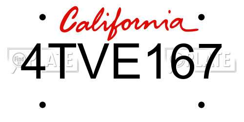 4TVE167 California License Plate