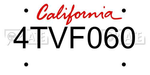 4TVF060 California License Plate