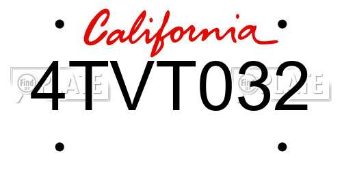 4TVT032 California License Plate