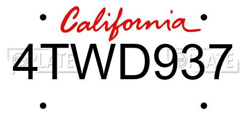 4TWD937 California License Plate