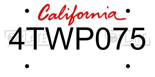 4TWP075 California License Plate