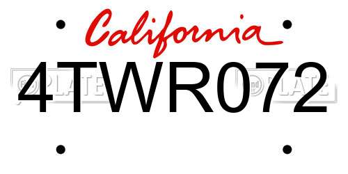 4TWR072 California License Plate