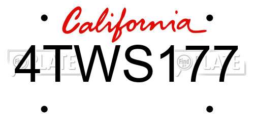 4TWS177 California License Plate