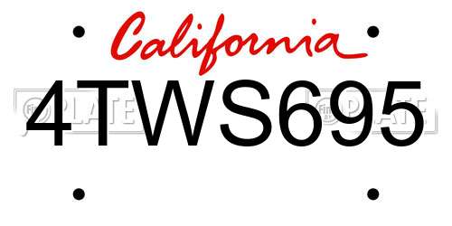 4TWS695 California License Plate