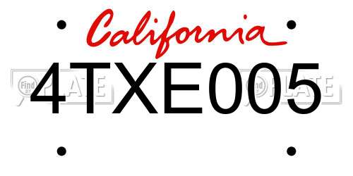 4TXE005 California License Plate