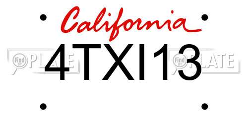 4TXI13 California License Plate