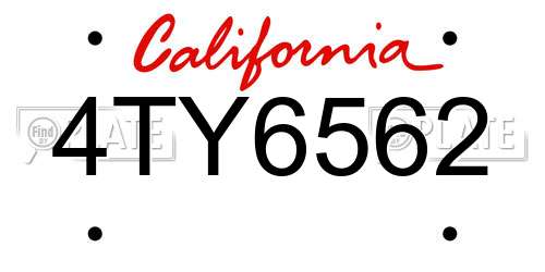 4TY6562 California License Plate