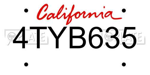 4TYB635 California License Plate