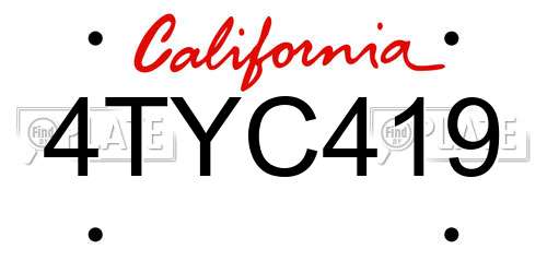 4TYC419 California License Plate