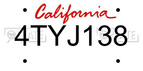 4TYJ138 California License Plate