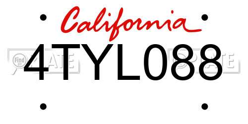 4TYL088 California License Plate
