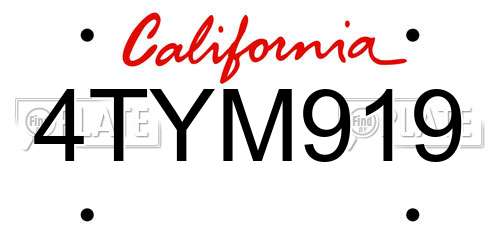 4TYM919 California License Plate