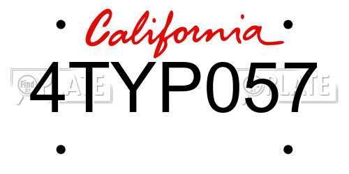 4TYP057 California License Plate