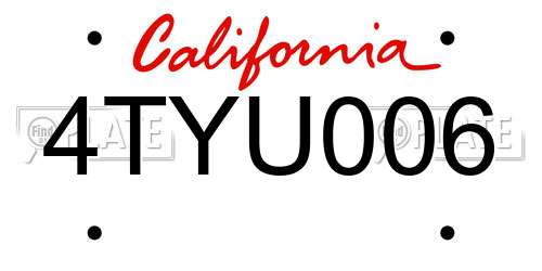 4TYU006 California License Plate