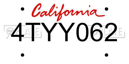 4TYY062 California License Plate