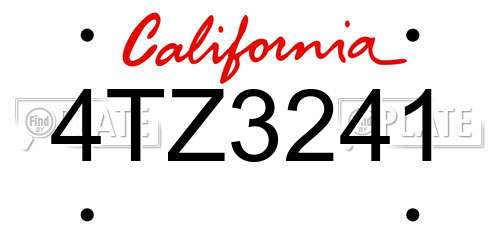 4TZ3241 California License Plate