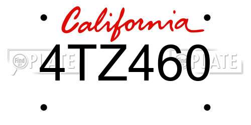4TZ460 California License Plate