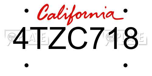 4TZC718 California License Plate