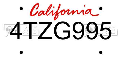 4TZG995 California License Plate