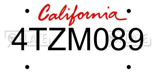 4TZM089 California License Plate
