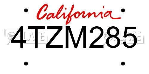 4TZM285 California License Plate