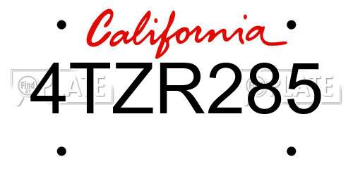 4TZR285 California License Plate