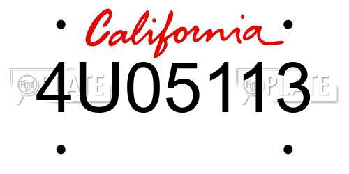 4U05113 California License Plate