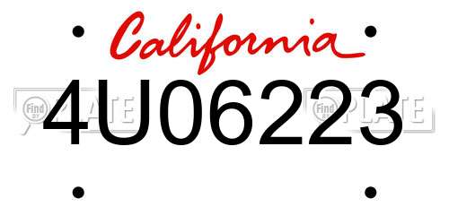 4U06223 California License Plate