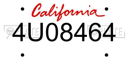 4U08464 California License Plate