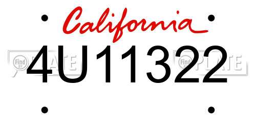 4U11322 California License Plate
