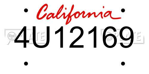 4U12169 California License Plate