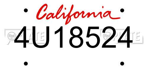 4U18524 California License Plate