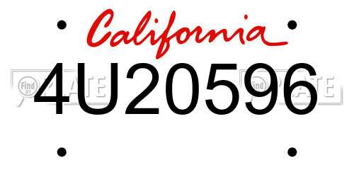 4U20596 California License Plate