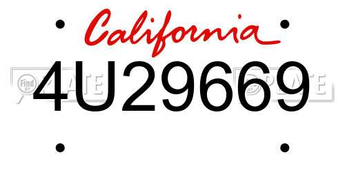 4U29669 California License Plate