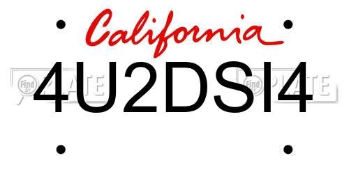 4U2DSI4 California License Plate