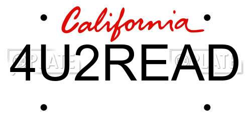 4U2READ California License Plate