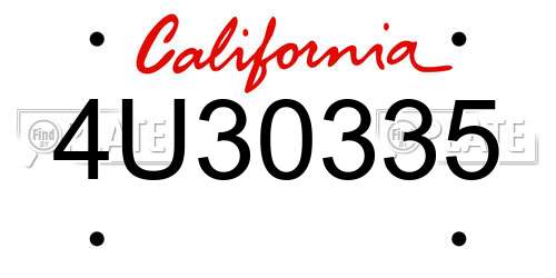 4U30335 California License Plate