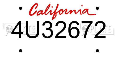 4U32672 California License Plate