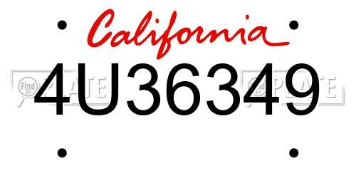 4U36349 California License Plate