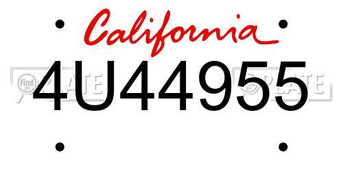 4U44955 California License Plate