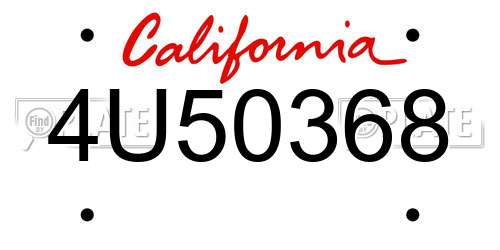 4U50368 California License Plate
